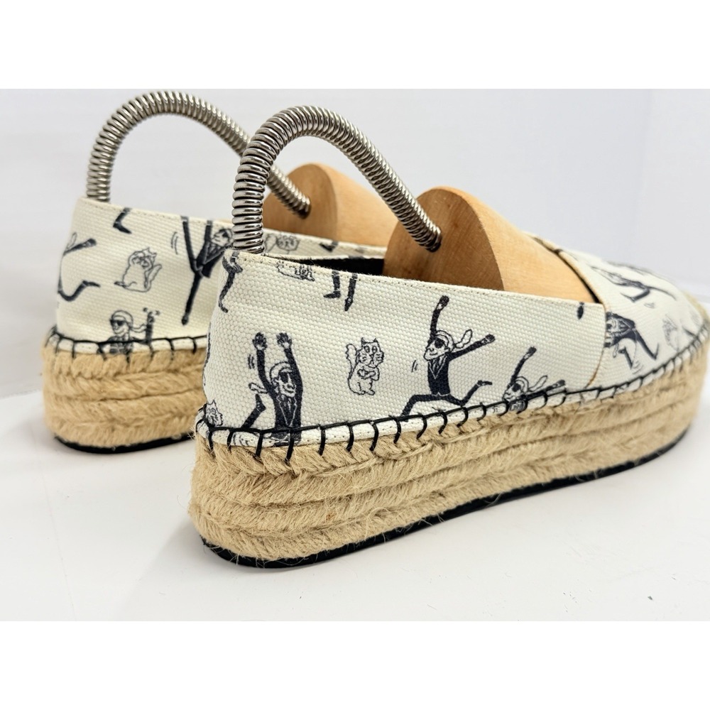 Karl Lagerfeld Paris Antibes7 Women 6.5 Cream Canvas Platform Espadrilles - Picture 2 of 11